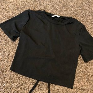 Black crop back tie-up